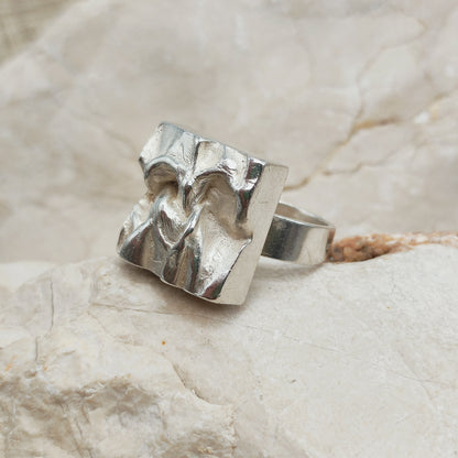 Sculptural Adjustable Silver Ring by Matti J. Hyvärinen for Sirokoru 1976