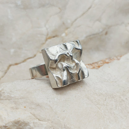 Sculptural Adjustable Silver Ring by Matti J. Hyvärinen for Sirokoru 1976