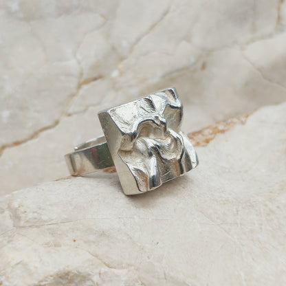 Sculptural Adjustable Silver Ring by Matti J. Hyvärinen for Sirokoru 1976