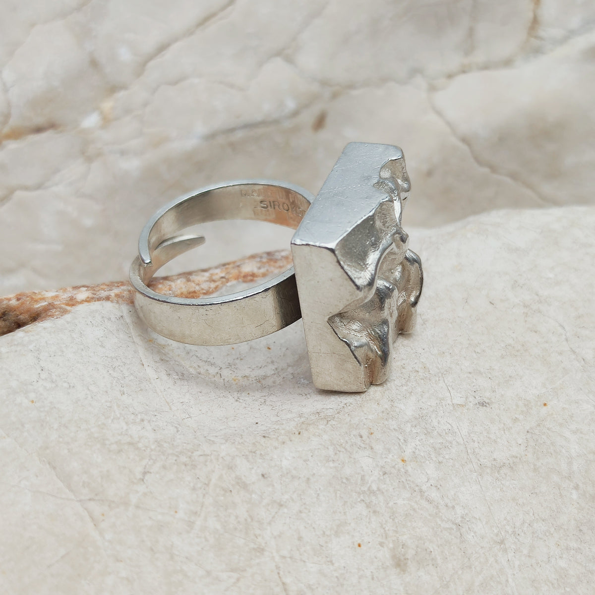 Sculptural Adjustable Silver Ring by Matti J. Hyvärinen for Sirokoru 1976