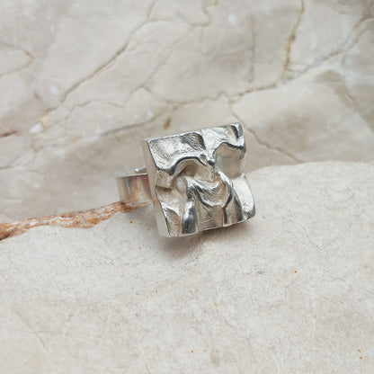 Sculptural Adjustable Silver Ring by Matti J. Hyvärinen for Sirokoru 1976