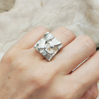 Sculptural Adjustable Silver Ring by Matti J. Hyvärinen for Sirokoru 1976