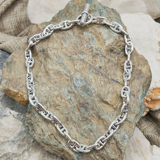 Hermès Chaîne d’Ancre MM-ketting in sterling zilver met middelgrote ankerschakels en een staafsluiting