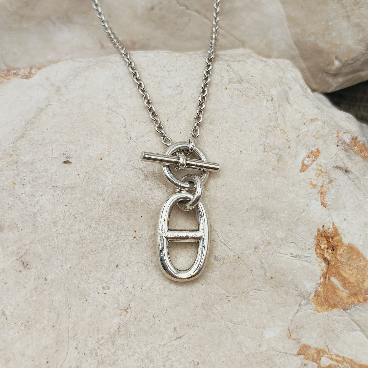 Hermès Chaîne d’Ancre ketting in sterling zilver met staafsluiting en ovale ankerkettinghanger