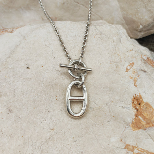 Hermès Chaîne d’Ancre ketting in sterling zilver met staafsluiting en ovale ankerkettinghanger