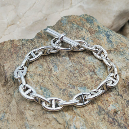 Vintage Hermès Chaîne d’Ancre PM-armband in sterling zilver met 18 marineschakels en staafsluiting