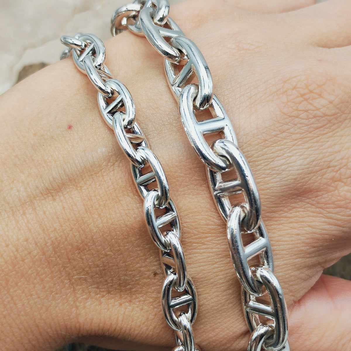 Vintage Hermès Chaîne d’Ancre Petit Modèle Sterling Silver Bracelet – 18 Links