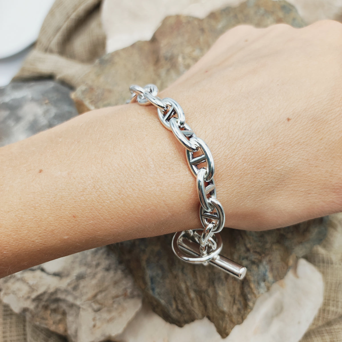Vintage Hermès Chaîne d’Ancre Petit Modèle Sterling Silver Bracelet – 18 Links