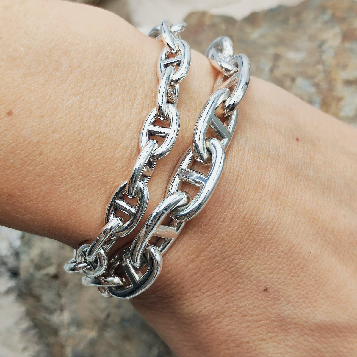 Vintage Hermès Chaîne d’Ancre Petit Modèle Sterling Silver Bracelet – 18 Links