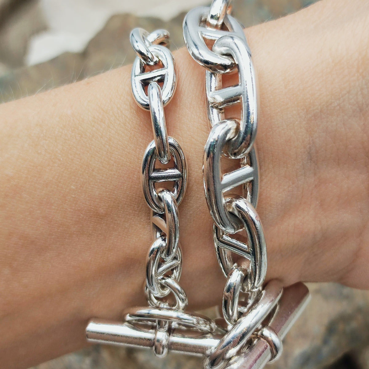 Vintage Hermès Chaîne d’Ancre Petit Modèle Sterling Silver Bracelet – 18 Links