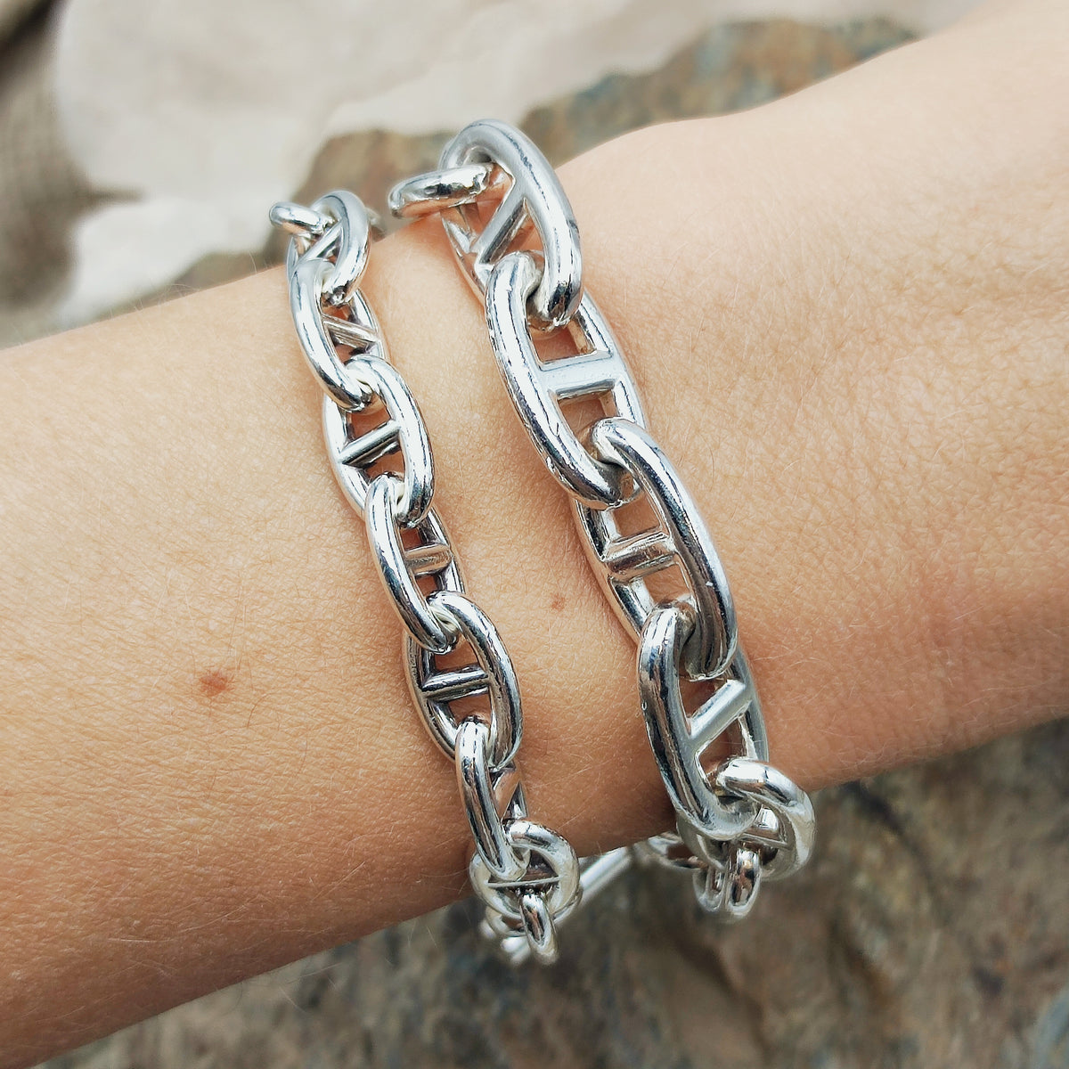 Vintage Hermès Chaîne d’Ancre Petit Modèle Sterling Silver Bracelet – 18 Links