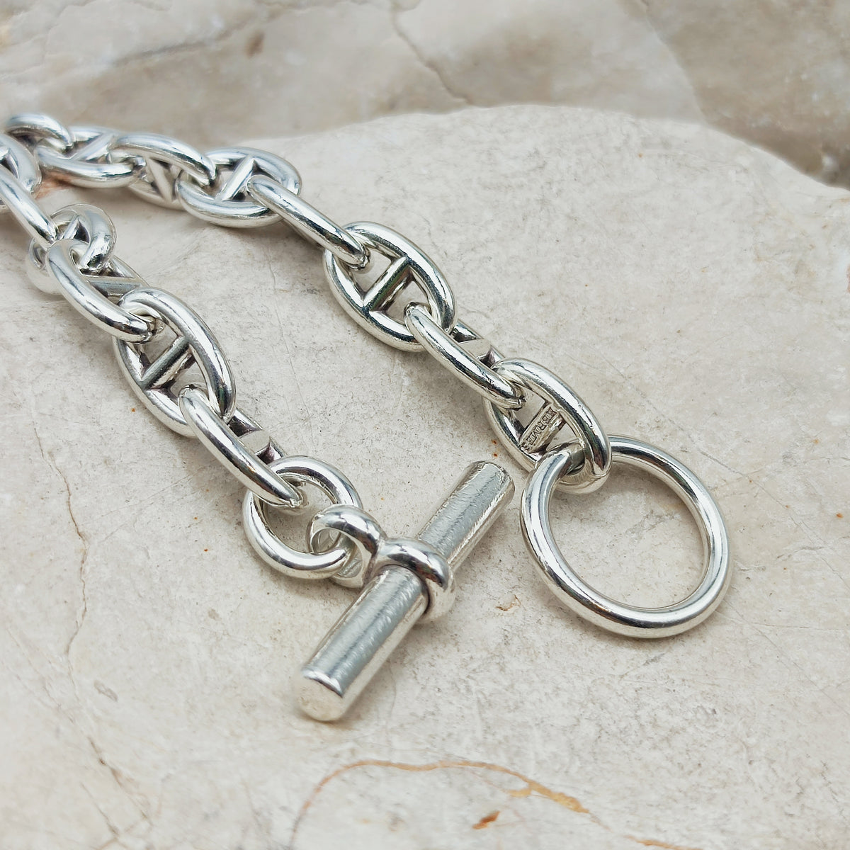 Vintage Hermès Chaîne d’Ancre Petit Modèle Sterling Silver Bracelet – 18 Links