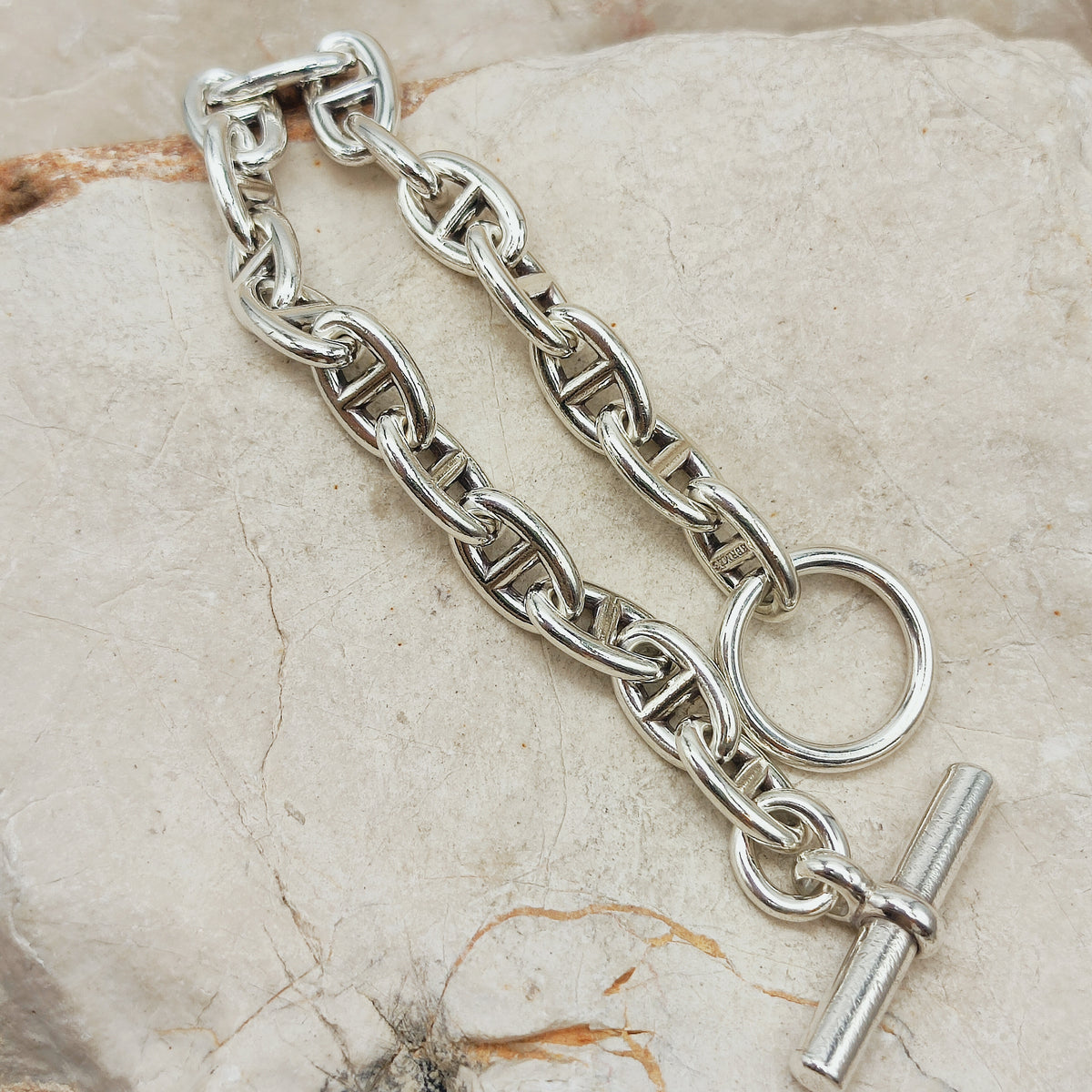 Vintage Hermès Chaîne d’Ancre Petit Modèle Sterling Silver Bracelet – 18 Links