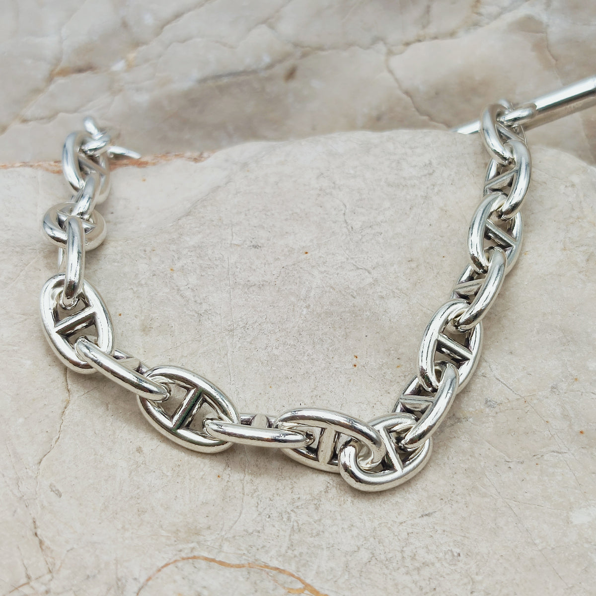 Vintage Hermès Chaîne d’Ancre Petit Modèle Sterling Silver Bracelet – 18 Links