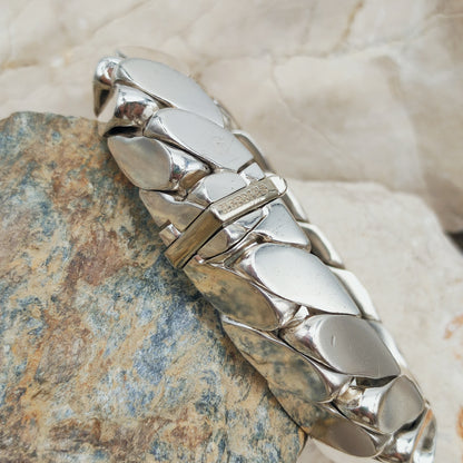 Vintage Hermès Fersen Sterling Silver Bracelet with 18ct White Gold Clasp