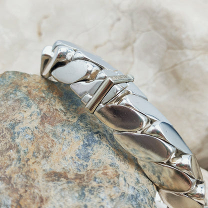 Vintage Hermès Fersen Sterling Silver Bracelet with 18ct White Gold Clasp