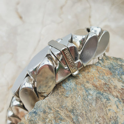 Vintage Hermès Fersen Sterling Silver Bracelet with 18ct White Gold Clasp
