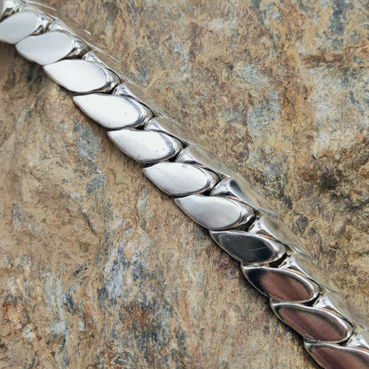 Vintage Hermès Fersen Sterling Silver Bracelet with 18ct White Gold Clasp