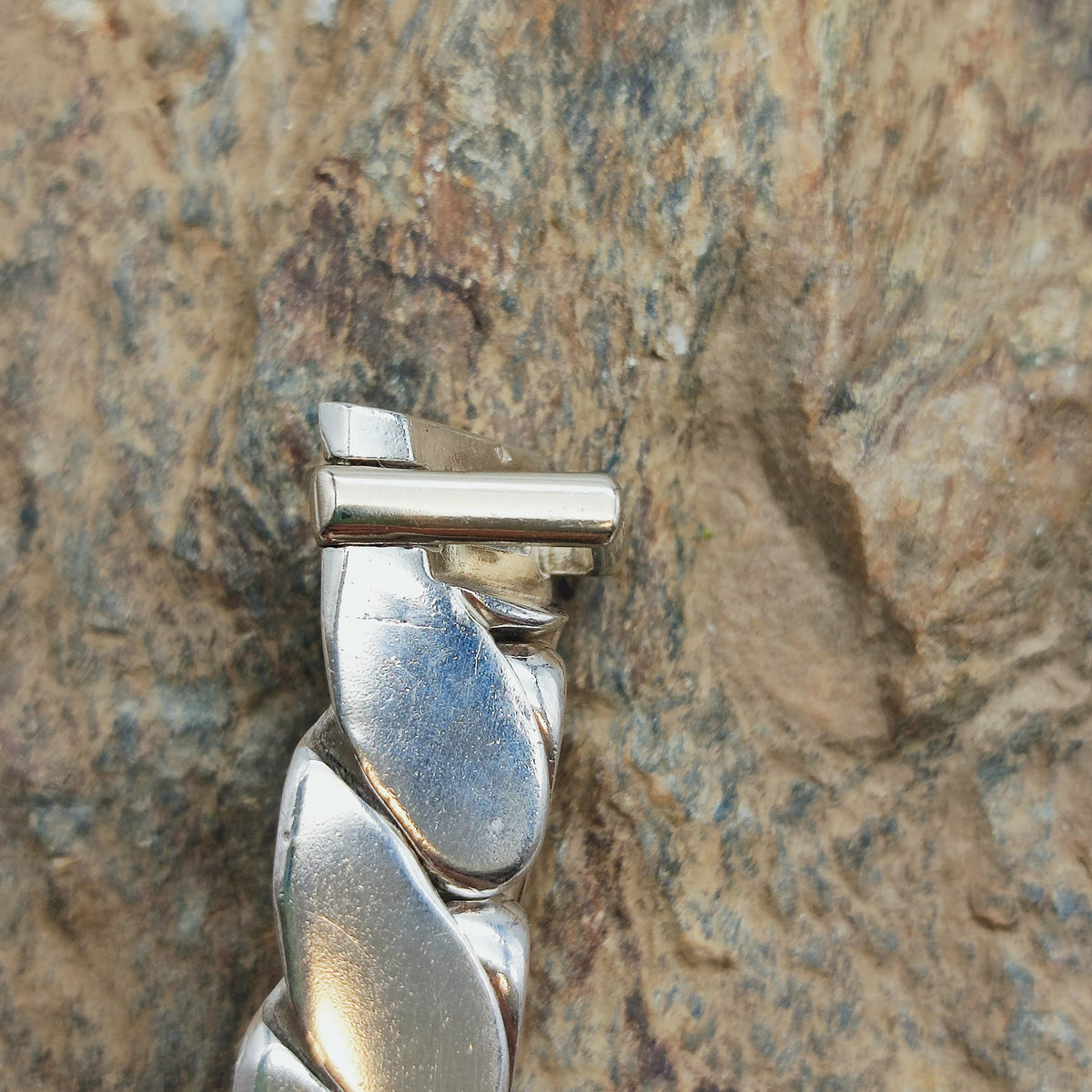 Vintage Hermès Fersen Sterling Silver Bracelet with 18ct White Gold Clasp