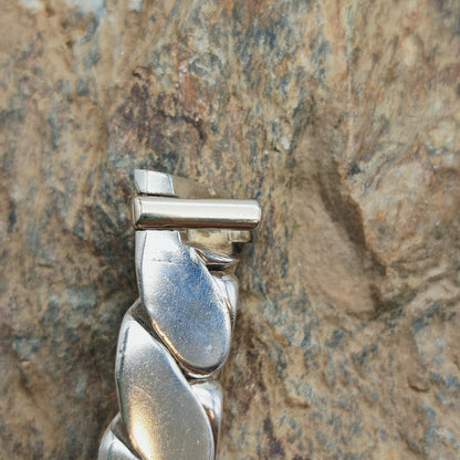 Vintage Hermès Fersen Sterling Silver Bracelet with 18ct White Gold Clasp
