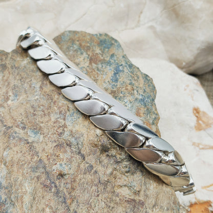 Vintage Hermès Fersen Sterling Silver Bracelet with 18ct White Gold Clasp