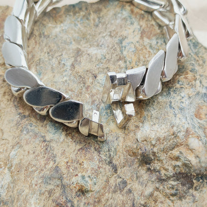 Vintage Hermès Fersen Sterling Silver Bracelet with 18ct White Gold Clasp