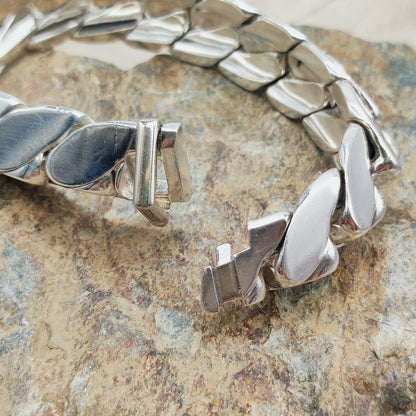 Vintage Hermès Fersen Sterling Silver Bracelet with 18ct White Gold Clasp
