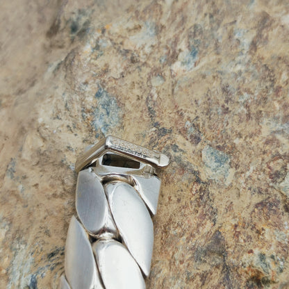 Vintage Hermès Fersen Sterling Silver Bracelet with 18ct White Gold Clasp