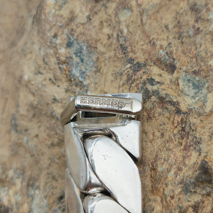 Vintage Hermès Fersen Sterling Silver Bracelet with 18ct White Gold Clasp