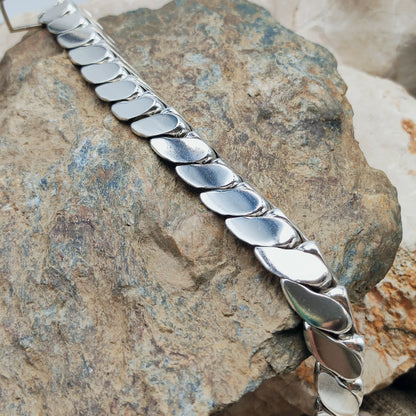 Vintage Hermès Fersen Sterling Silver Bracelet with 18ct White Gold Clasp