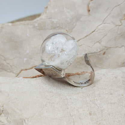 Vintage Petrified Lake Silver & Acrylic Ring by Björn Weckström for Lapponia 1971