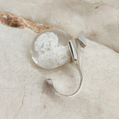 Vintage Petrified Lake Silver & Acrylic Ring by Björn Weckström for Lapponia 1971