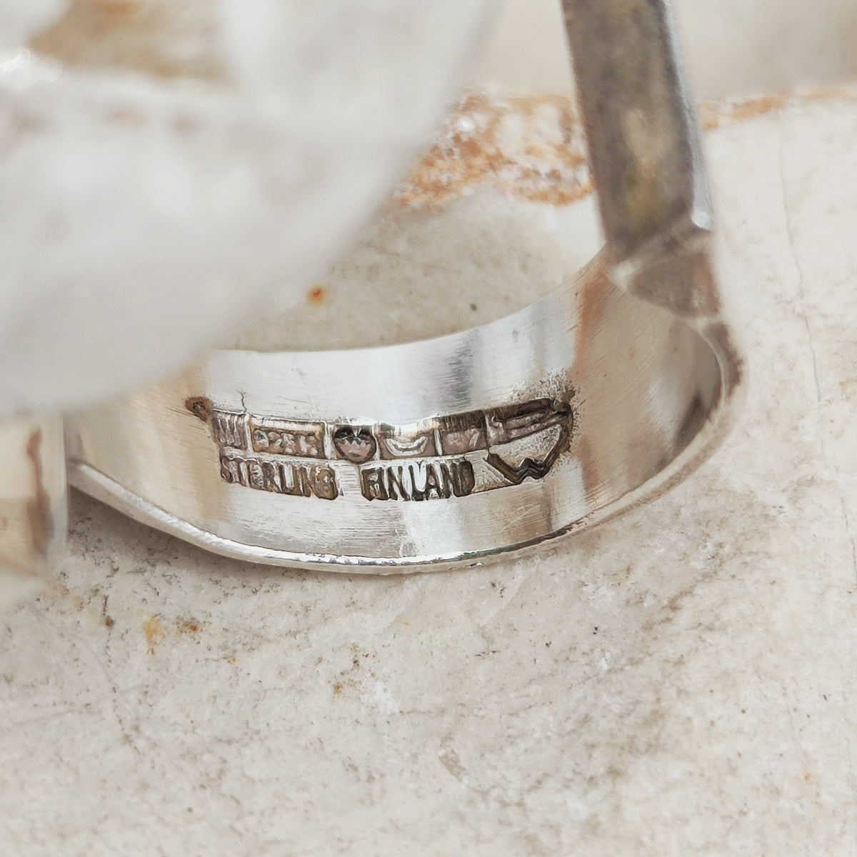 Vintage Petrified Lake Silver & Acrylic Ring by Björn Weckström for Lapponia 1971