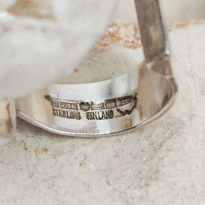 Vintage Petrified Lake Silver & Acrylic Ring by Björn Weckström for Lapponia 1971