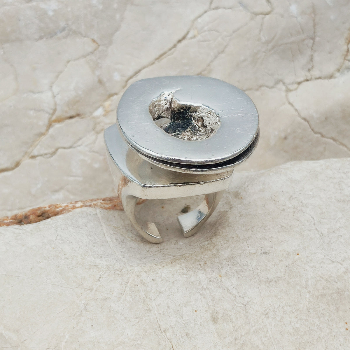 Rare 1972 Lapponia Brutalist Sterling Silver Ring by Poul Havgaard