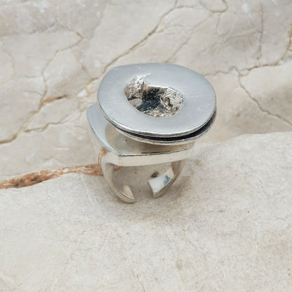 Rare 1972 Lapponia Brutalist Sterling Silver Ring by Poul Havgaard