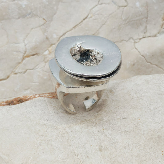 Rare 1972 Lapponia Brutalist Sterling Silver Ring by Poul Havgaard