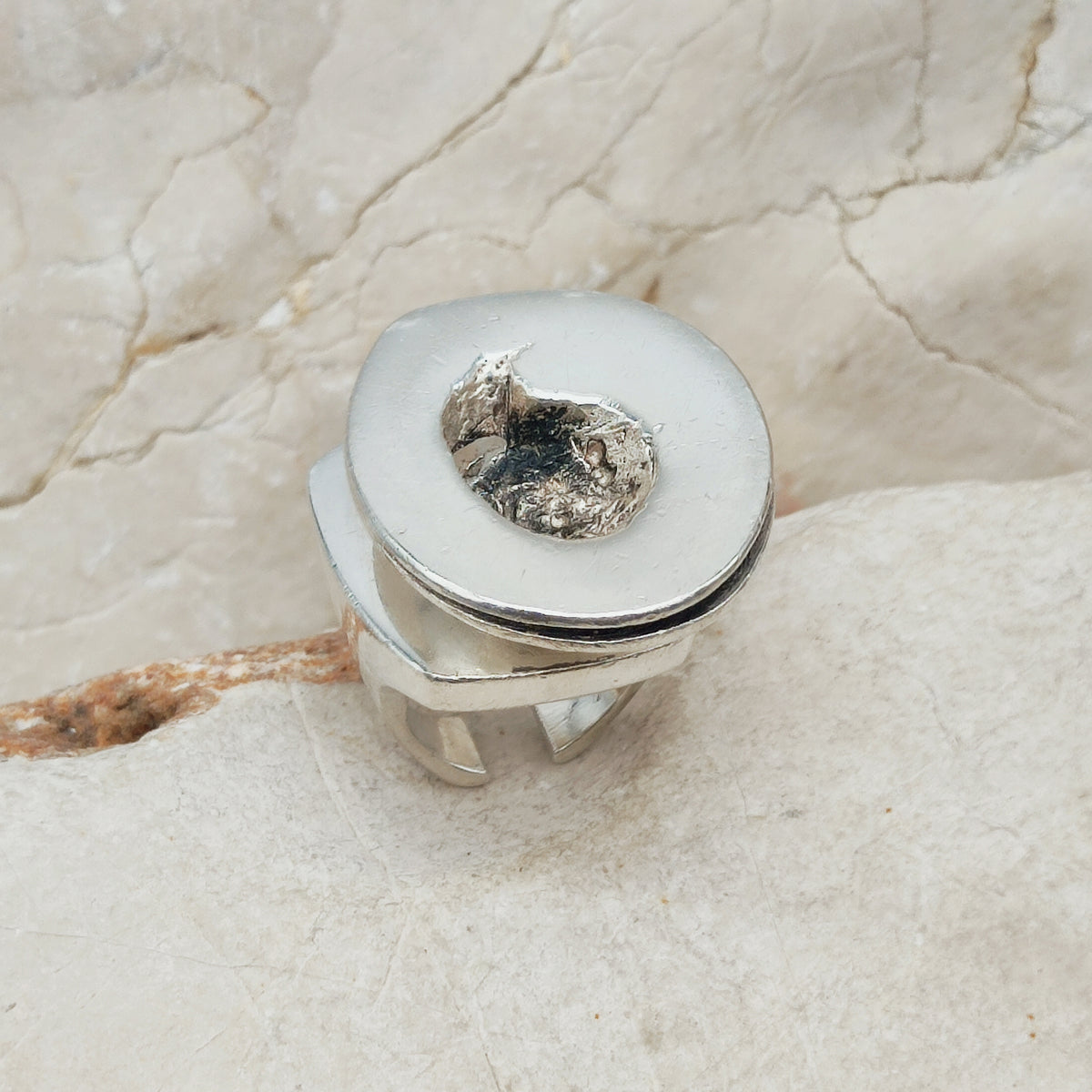 Rare 1972 Lapponia Brutalist Sterling Silver Ring by Poul Havgaard