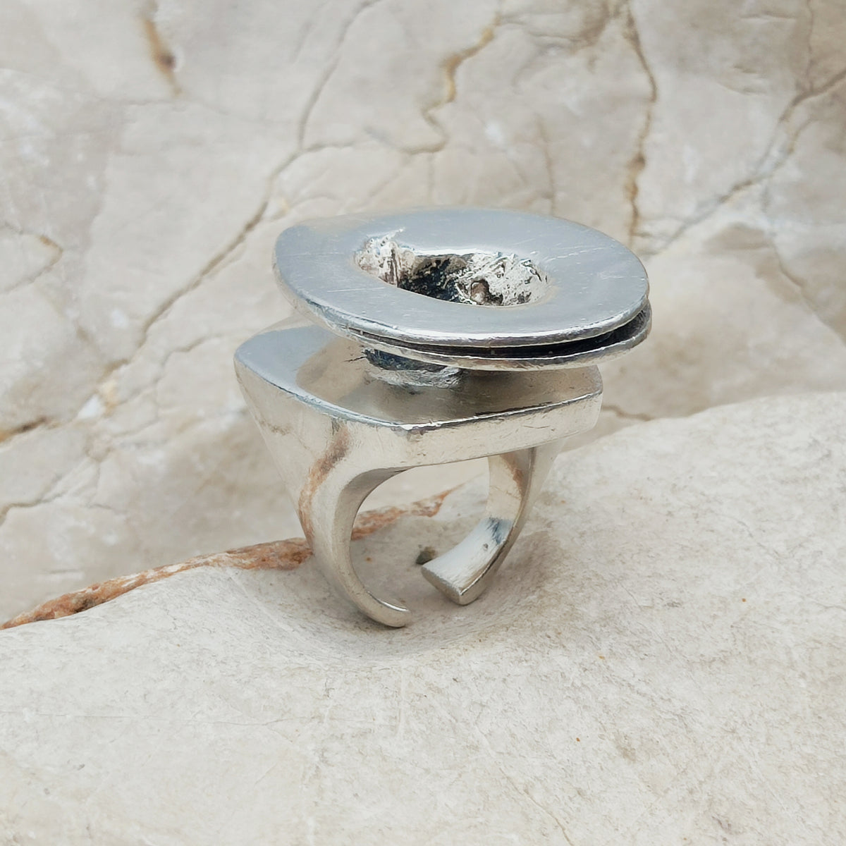 Rare 1972 Lapponia Brutalist Sterling Silver Ring by Poul Havgaard