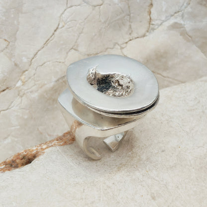 Rare 1972 Lapponia Brutalist Sterling Silver Ring by Poul Havgaard