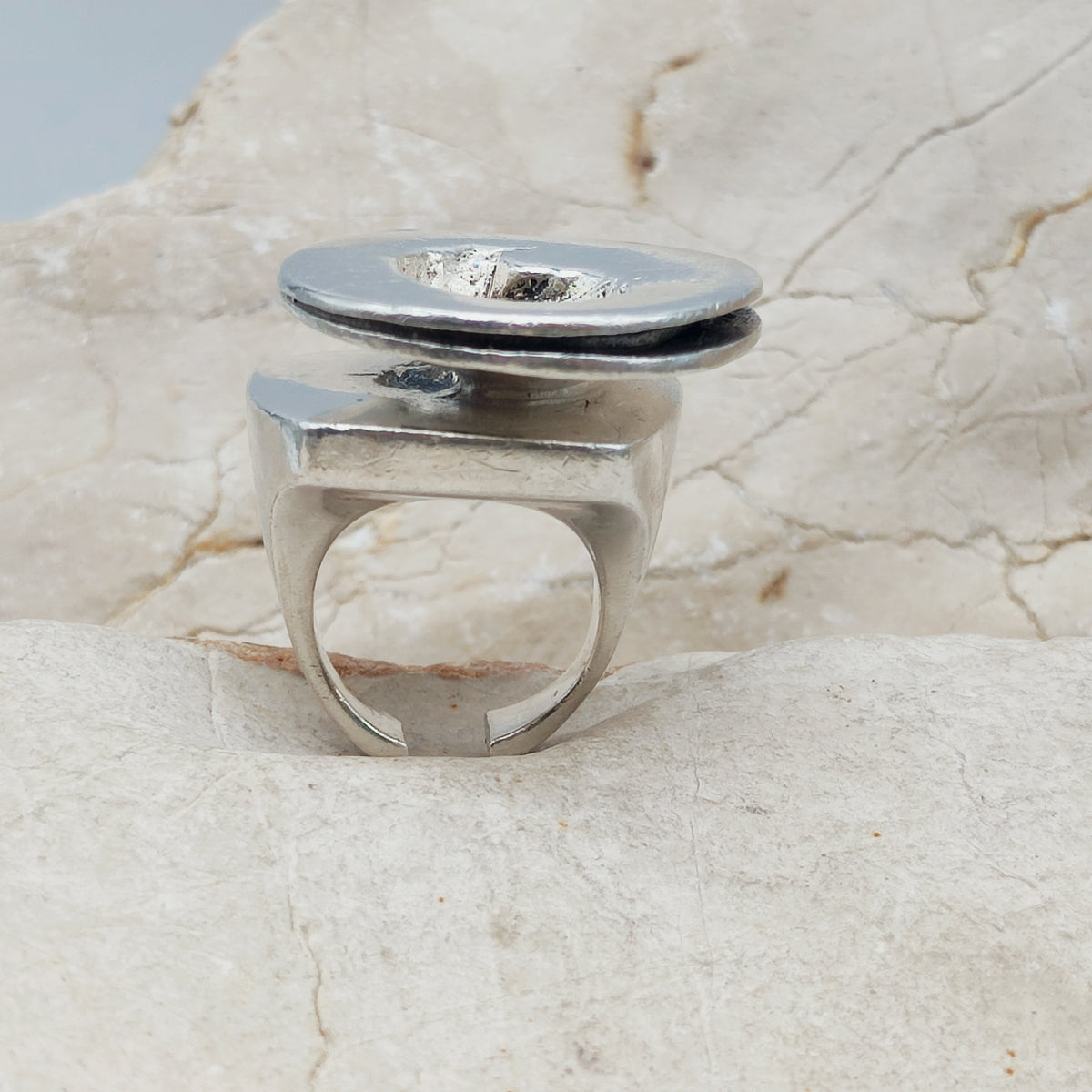 Rare 1972 Lapponia Brutalist Sterling Silver Ring by Poul Havgaard