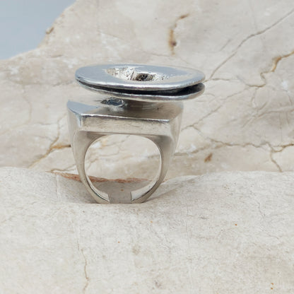 Rare 1972 Lapponia Brutalist Sterling Silver Ring by Poul Havgaard