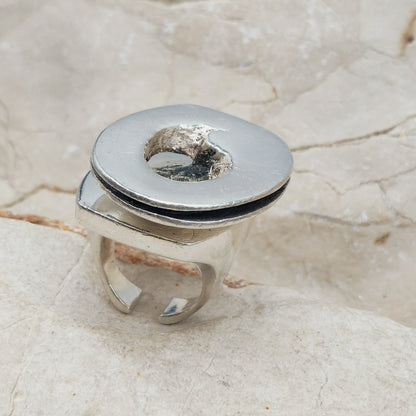 Rare 1972 Lapponia Brutalist Sterling Silver Ring by Poul Havgaard