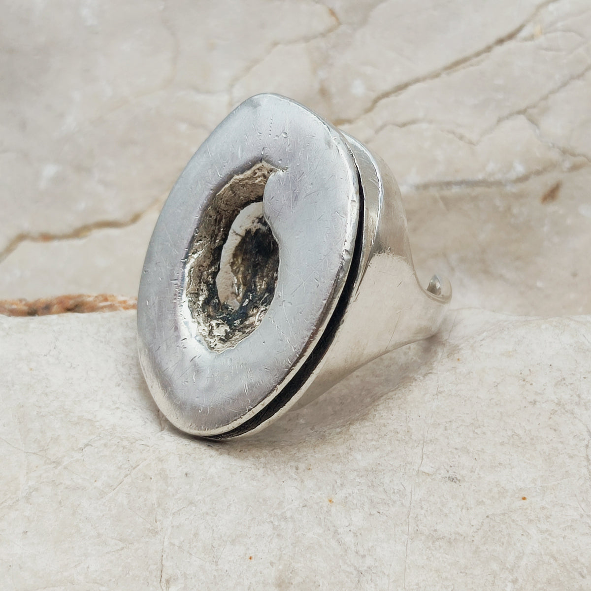 Rare 1972 Lapponia Brutalist Sterling Silver Ring by Poul Havgaard