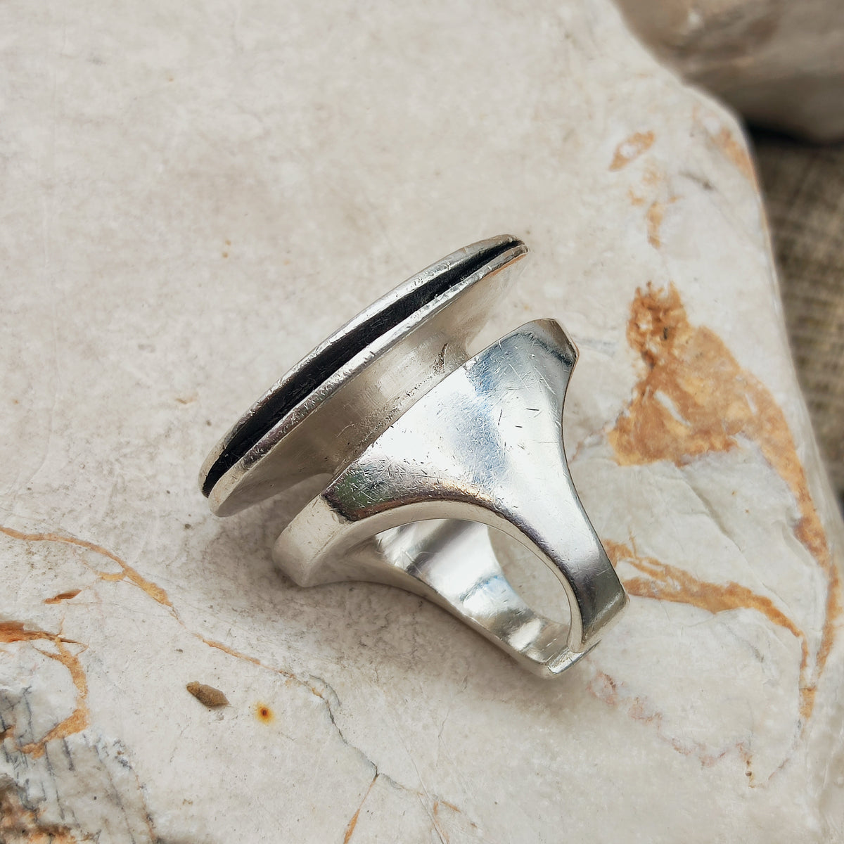 Rare 1972 Lapponia Brutalist Sterling Silver Ring by Poul Havgaard