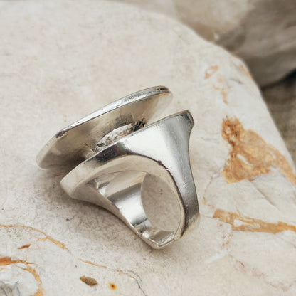 Rare 1972 Lapponia Brutalist Sterling Silver Ring by Poul Havgaard