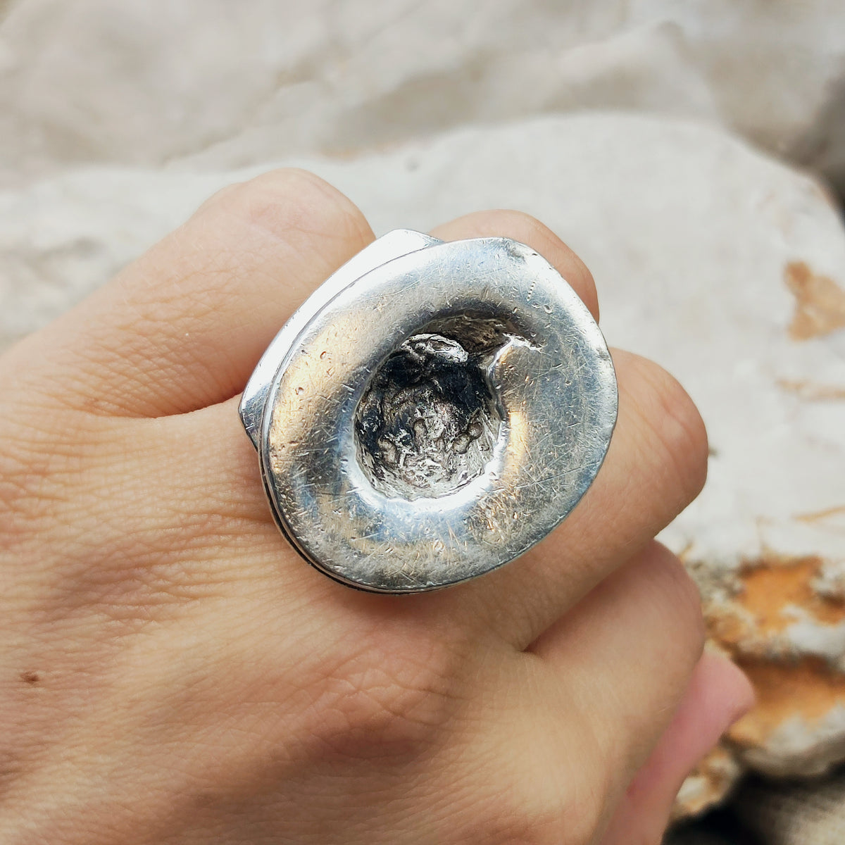 Rare 1972 Lapponia Brutalist Sterling Silver Ring by Poul Havgaard