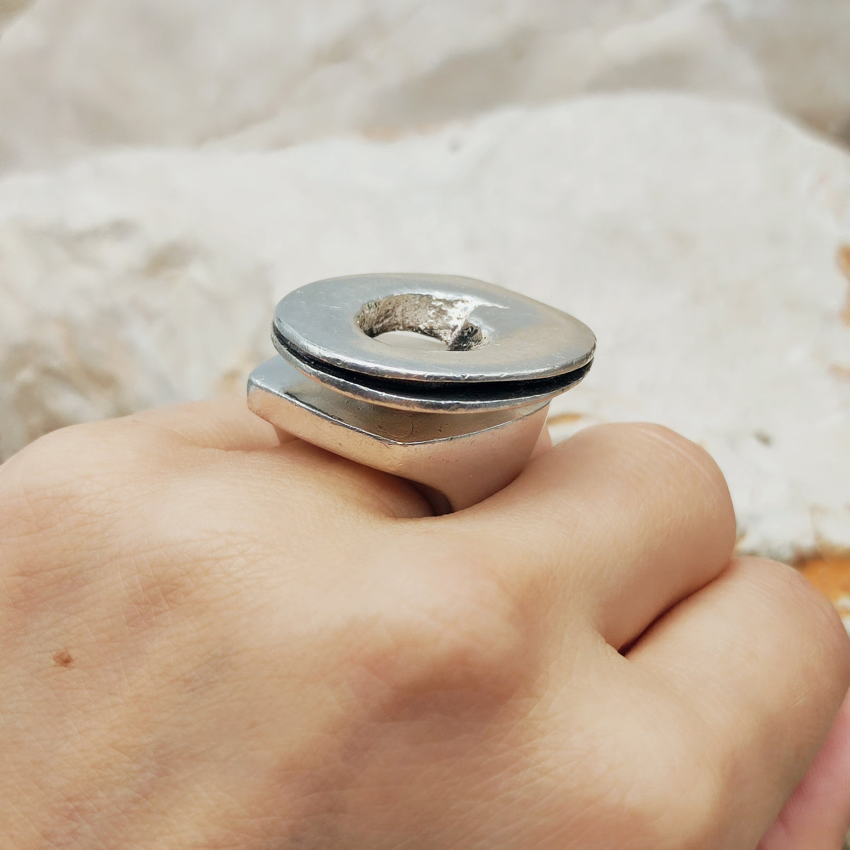 Rare 1972 Lapponia Brutalist Sterling Silver Ring by Poul Havgaard