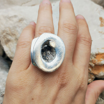 Rare 1972 Lapponia Brutalist Sterling Silver Ring by Poul Havgaard