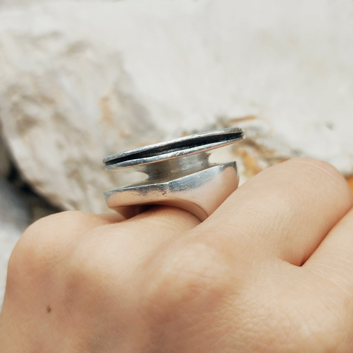 Rare 1972 Lapponia Brutalist Sterling Silver Ring by Poul Havgaard